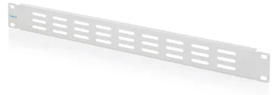 Imagen del producto de Panel frontal ventilado Digitus para armarios de 482.6 mm (19"), modelo Ventiloval, acero, gris claro, 1 unidad