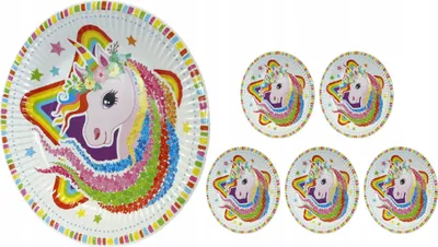 Produktbild von Pappteller Einhorn 6er Set 18cm - Bunte Partyteller für Kindergeburtstag - Einweggeschirr