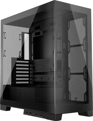 Produktbild von MODECOM VOLCANO SPACE PC-Gehäuse Schwarz, Midi Tower, Dual-Chamber, Panorama-Glas, vertikale GPU-Montage, passend für ATX und Micro-ATX, ohne Lüfter