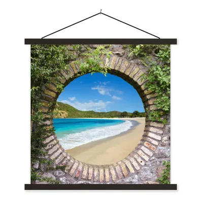Produktbild von MuchoWow® Textilposter Strand - Meer - Blick 40x40 cm mit schwarzem Rahmen - Fotos