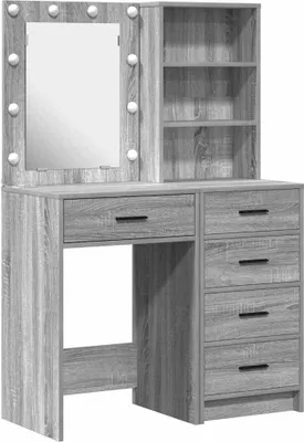 Image de vidaXL Coiffeuse 2 pcs Gris 50 x 41 x 135 cm Bois composite