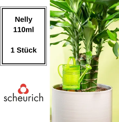 Produktbild von Scheurich Wasserspender Nelly | 1x Grün | 110 ml Füllmenge | Bewässerungskugel klein mit Ton Fuß | Wasserspender Pflanzen und Blumen Terrakotta Stiel