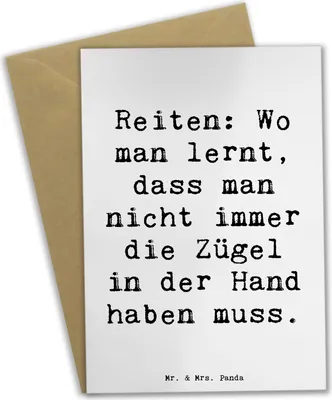Produktbild von Mr. & Mrs. Panda Klappkarte Spruch Reiten Freiheit - Weiß - Geschenk, Glückwunschkarte, einladungskarten, Reitkunst, Sportler, Kontrolle, hochzeitskarten, Sportart, Pferd
