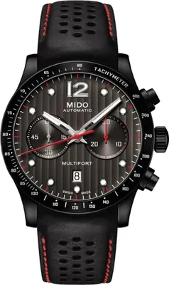 A close-up studio shot of a men's chronograph watch.
