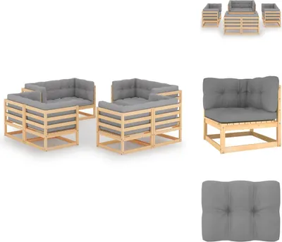 Produktbild von vidaXL 8-tlg. Garten-Lounge-Set mit Kissen Kiefer Massivholz -  Gartenmöbel-Sets