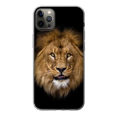 Produktbild von MuchoWow® Handyhülle Schutzhülle Hülle für iPhone 13 Pro Max Löwe - Porträt - Schwarz - Tiere Silikon Softcase Handy Hülle - Mobiltelefon