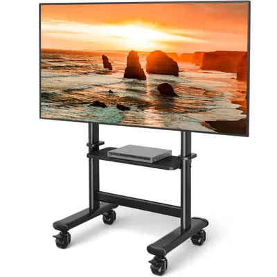 Produktbild von RFIVER TV Ständer Rollbar Höhenverstellbar für 50-86 Zoll Fernseher, Mobiler Standfuß Groß Stabil Schwarz | Max 90KG Vesa 800x600mm