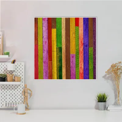 Produktbild von Design Stahlmagnettafel Quadratisch 50x50cm Holz Collage Bunt