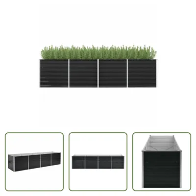 Image de The Living Store Lit surélevé de jardin Anthracite 320 x 80 x 77 cm Acier galvanisé