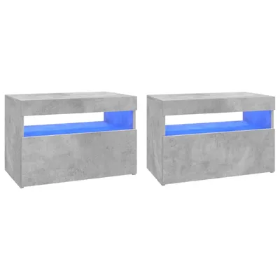Produktbild von vidaXL TV-Schränke LED-Leuchten 2 Stk. Betongrau 60x35x40 cm