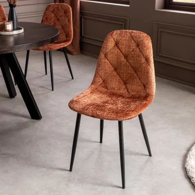 Produktbild von riess-ambiente 2er-Set Stühle GLAMM rost braun schwarz Chenille Cremona Metallbeine Esszimmerstuhl