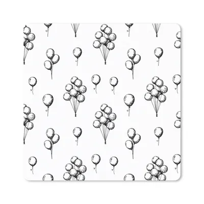 Produktbild von MuchoWow® Mauspad Mousepad Ballon - Muster - Schwarz und Weiß 20x20 cm - Mousepads - Maus Mat - Pad - Mausunterlage - Desk Mat - Bureauartikeln