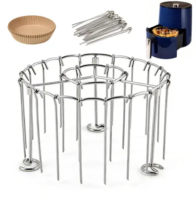Airfryer-Zubehör 16 cm Edelstahl Grillrost-Set mit Spießen