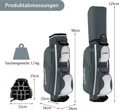 Produktbild von Golftasche mit 14 Trennwänden, 7 Taschen, Schultergurt