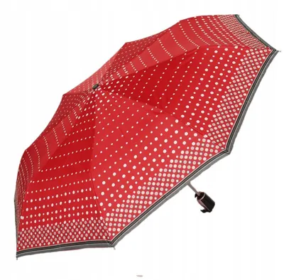 Produktbild von Doppler Automatik-Taschenschirm Damen Rot mit Weißen Punkten