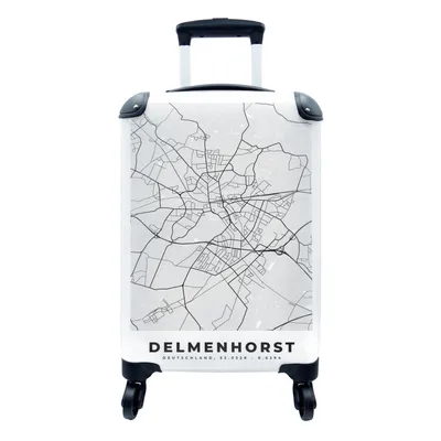 Produktbild von MuchoWow® Koffer Handgepäck Trolley Rollkoffer Kleine Reisekoffer mit 4 Rollen - Delmenhorst - Karte - Stadtplan - Deutschland - Karte - Cabin Size < 55x40x23 cm & 55x40x20 cm - Fotokoffer - Kabinenkoffer - Boardgepäck - Reise-Box - Reisekoffer - Reisegepäck - Koffer mit Bild - Trolley für Kinder