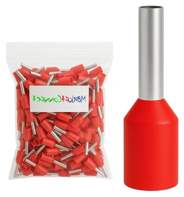 Productafbeelding van Elektrische Ferrules - Adereindhulzen - Draad Verbinden - Geïsoleerd - 1.5 mm² - Rood