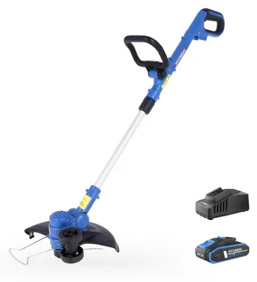 Produktbild von HYUNDAI 20V Akku-Rasentrimmer – 30 cm Schnittkreis, dreh- und schwenkbarer Trimmerkopf, Teleskopstange & Kantenführungsrad – inkl. 2Ah-Akku und Ladegerät