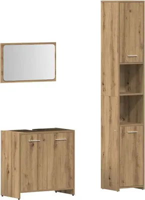 Produktbild von vidaXL 3-tlg. Badmöbel-Set Artisan-Eiche Holzwerkstoff