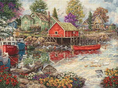 Produktbild von Letistitch Kreuzstich Stickpackung "Ruhige Bucht", Zählmuster, 32x42cm