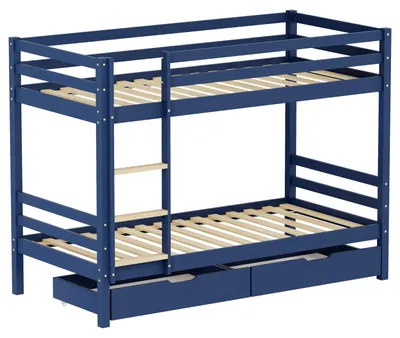 Produktbild von Kinder-Etagenbett 190x90cm dunkelblau mit Schubladen AMBRE