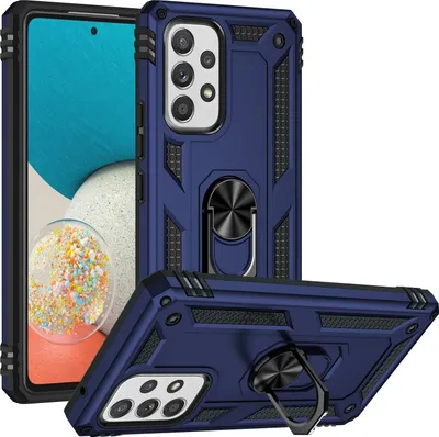 Produktbild von Galaxy A53 5G Hülle, Dual Layer Militäre Fallschutz Schutzhülle mit Ringhalterung Ständer für Samsung Galaxy A53 5G Blau