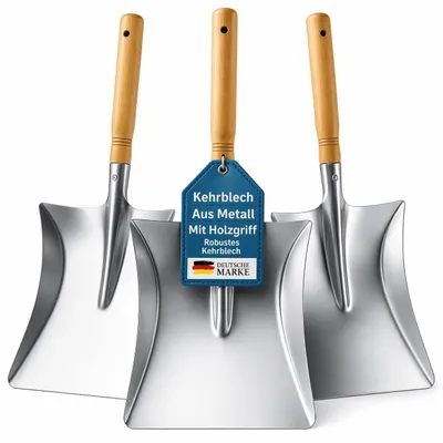 Produktbild von Kehrblech 3er Set Kehrschaufel Handfeger Schaufel Metall mit Holzgriff verzinkt