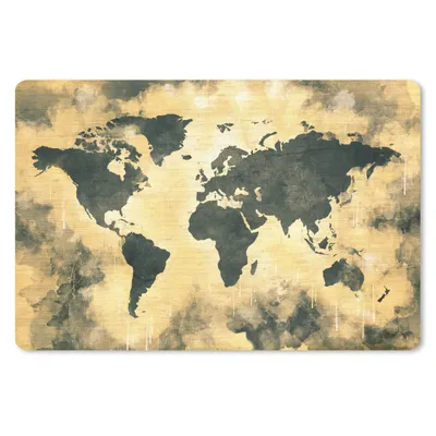 Produktbild von MuchoWow® Schreibtischunterlage Weltkarte - Schwarz - Braun 60x40 cm - XXL Mauspad - Großes Mauspad