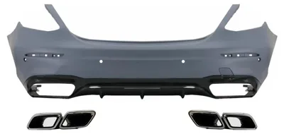 Imagen del producto de Parachoques delantero y silenciador de escape cromados para Mercedes Clase E W213 (2016-2019), estilo E63.