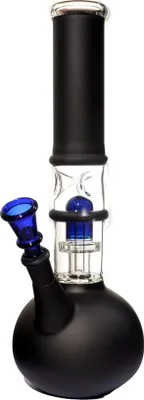 Produktbild von Schwarze Bong 30 cm aus massivem Borosilikatglas mit Filterdiffusor und 14,5 mm Schliff