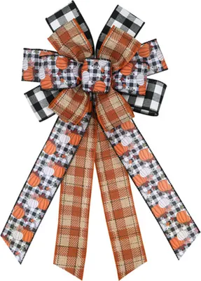 Zdjęcie produktu dla Fall Wreath Bow Fall Thanksgiving Bows Decor for Farm Home Present Wrapping Decoration