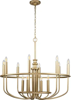 Produktbild von Kronleuchter Metall E14 B: 88,2 cm H: max. 205,4 cm in Messing Modern Lüster Hängelampe
