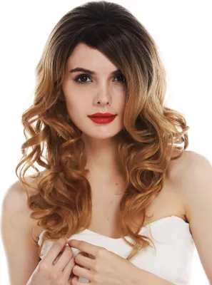 Produktbild von WIG ME UP Perücke lang gelockt Scheitel Ombre Braun Blond TYS-1068-6TT26
