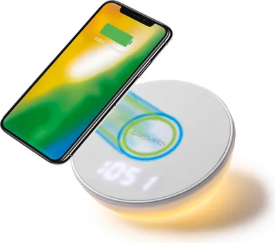 Produktbild von 4smarts Wireless Charger VoltBeam N8 15W m. Uhr/ Lampe, weiß