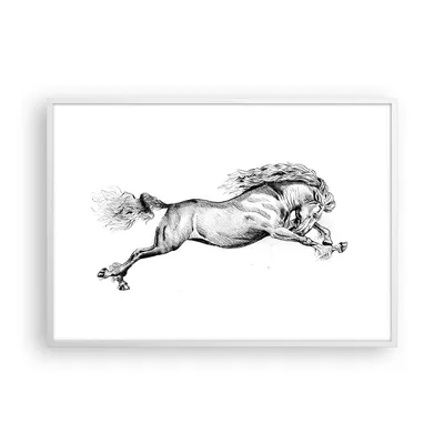 Produktbild von Gerahmtes Poster - Weißer Rahmen - Pferd Zeichnung Bleistift - 100x70 cm - Wand Bild - Wanddeko - Wandbilder - Kunstposter - Wandposter - Bilderrahmen - Bilder - Kunstdruck - P2WAA100x70-4906