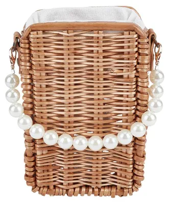 Produktbild von Strohtasche mit Perlengriffen - Vintage Rattan Handtasche - ABAG-CN0001-82-EU21