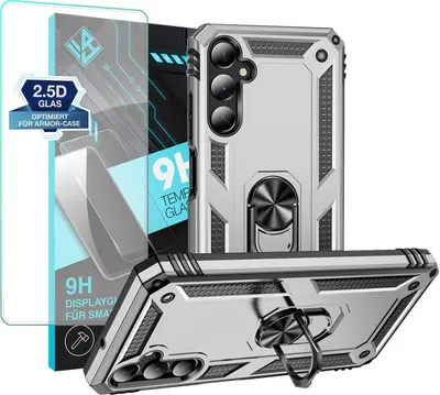 Produktbild von Armor Outdoor Handyhülle für Samsung Galaxy A05s Handy Panzer Case Schutzhülle mit 9H Displayglas Displayschutz Farbe: Silber