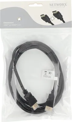 Obrázek produktu pro Networx kabel HDMI na HDMI 2 m propojovací kabel stíněný pozlacený černý