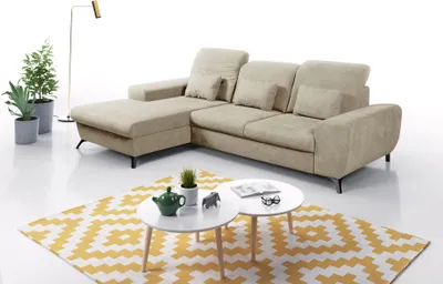 Produktbild von Masseno Ecksofa LUCE L-S mit Schlaffunktion L-Form, Sofa mit Bettkasten, Wohnzimmersofa, Couch, Soffa, Bettsofa, Couchgarnitur- Beige, AVRA 02