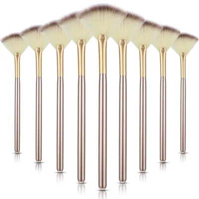 Produktbild von Stück weiche Gesichts-Make-up-Pinsel, Gesichtspuder-Kosmetikpinsel, Holzgriff und weiche Faser, Gesichtspinsel in Fächerform, Make-up-Pinsel, Kosmetikwerkzeug zum Hervorheben von Make-up-Puder im Gesicht