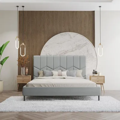 Produktbild von Kris Polsterbett Bett 160×200 cm, ohne Matratze, Stoffbezug, aschegrau Aragon 90