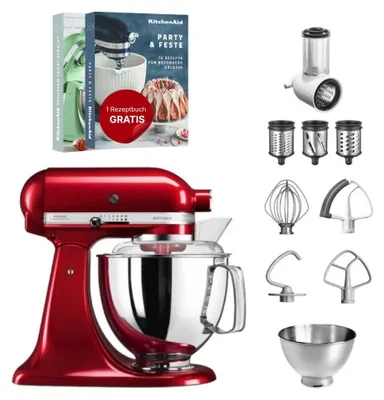 Produktbild von KitchenAid 4,8 L 5KSM175 Artisan Küchenmaschine Set 1 Gemüseschneider Liebesapfelrot