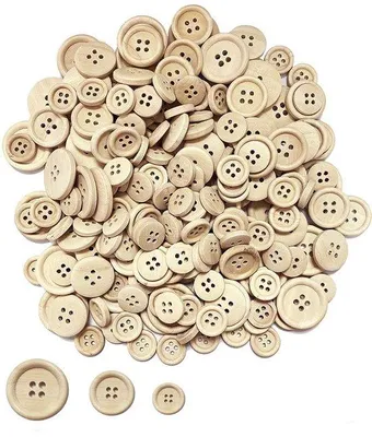 Produktbild von Holzknöpfe 15-25mm runde Knöpfe für Nähen und Dekoration