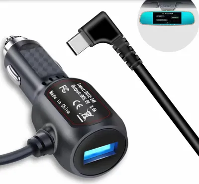 Produktbild von P16C KFZ Auto Ladegerät Adapter Kabel 3,5m – USB & Typ-C abgewinkelt – Schnelllade-Ladekabel für GPS & Handy