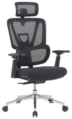 Produktbild von Carmen 7592 Ergonomischer Bürostuhl mit Netzrücken, Kopfstütze, Lordosenstütze und 3D-Armlehnen – Schwarz