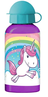 Produktbild von EINHORN Kinder Trinkflasche aus Aluminium lila türkis 400 ml