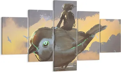 Produktbild von Bild auf Leinwand - Leinwandbild - Fantasie Vogel - 125x70cm - Wand Bild - Wanddeko - Wandbilder - Leinwanddruck - Bilder - Kunstdruck - Wanddekoration - Leinwand bilder - Wandkunst - EA125x70-3933