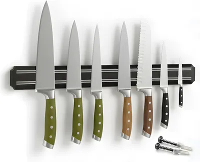 Produktbild von FunkyBuys® Küchenmesserhalter, magnetisch, mit Befestigungen, Schwarz, 55 cm