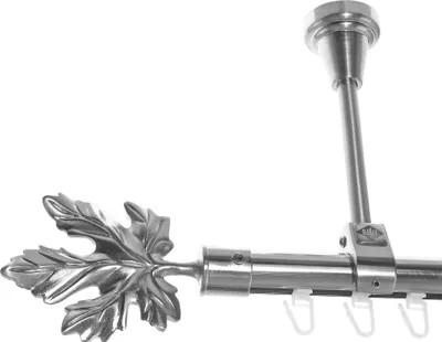 Produktbild von Innenlauf Edelstahl Look Gardinenstange 20mm Deckenträger 1-läufig Blatt, Länge wählbar D51 E35 I