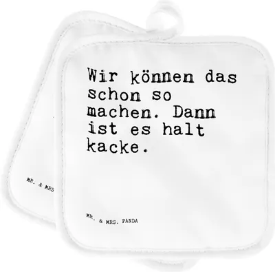 Produktbild von Mr. & Mrs. Panda Topflappen Wir können das schon... - Weiß - Geschenk, topfhalter, Spruch Sprüche Weisheiten Zitate Lustig Weisheit Worte, Set, Büro, Arbeitskollegen